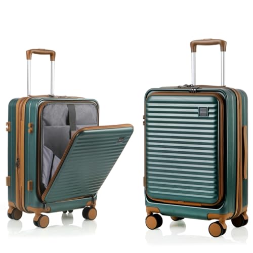 Kmvazcd Carry On Luggage Airline Approved, 20 Inch Expandable PC Hardside Lightweight Suitcases with Spinner Wheels and TSA Lock (Dark Green, 20 Inch)