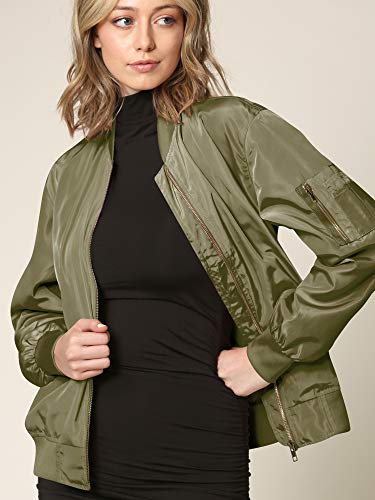 Lock and Love Women's Classic Lightweight Jacket Multi Pocket Windbreaker Bomber Jacket3