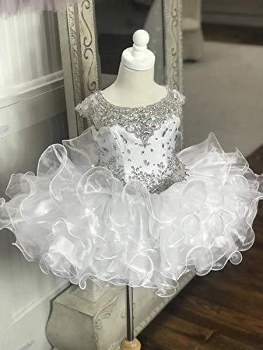 Junguan Baby Toddler Girls Cap Sleeve Cupcake Pageant Dress For Infant Birthday Party Tutu Dresses 2 Years White #TOP3