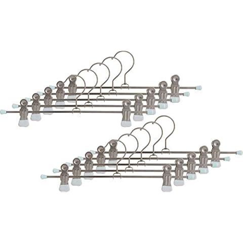MAWA Hanger for Clothes with Clips, Clip K/D, Set of 10, Space-Saving Hanger for Trousers and Skirts Cover
