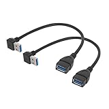 LDKCOK USB 3.0 up Down Male to Female Extension Adapter Combo Upward and Downward 90 Degree Right Angle USB 3.0 Super-Speed Connector Adapte Coupler (Up Down Angle)