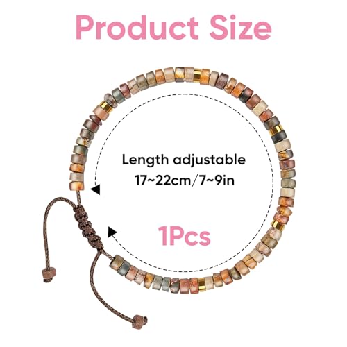 ZALAOR Natural Stone Beaded Bracelet for Women: Anxiety Relief Healing Bracelets with Inspirational Card – Adjustable Friendship Bracelet – Yoga Meditation Gift for Birthday - Image 2