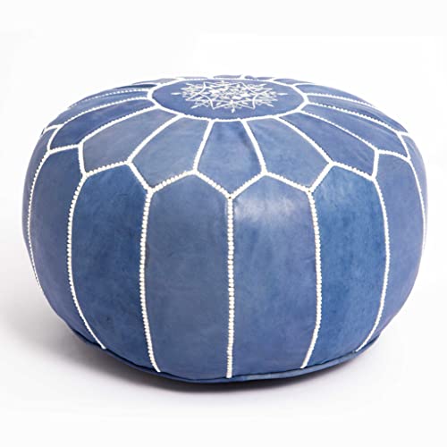 Marrakesh Gallery Genuine Leather Round Pouf Unstuffed