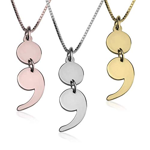 AntiquestreetName necklace with Semicolon Necklace Pendant