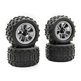 4PCS 12mm Hex 85mm (3.35") RC Wheels Monster Truck Tire Set for 1/14 1/16 Hyper Go H14BM 14210 H16BM H16DR 16210, Wltoys 144001 144010 RC Car (85mm Monster Truck Tires B)