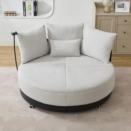 Sillón Giratorio Extra Grande Plegable Gris miniatura 3
