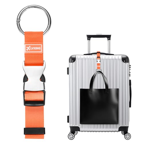 Image of M METERXITY 1-Pack Add A Bag Luggage Strap, Adjustable Suitcase Belt for Connecting Luggage /Backpack /Jacket, Carry Strap with Ring Buckle [Orange]
