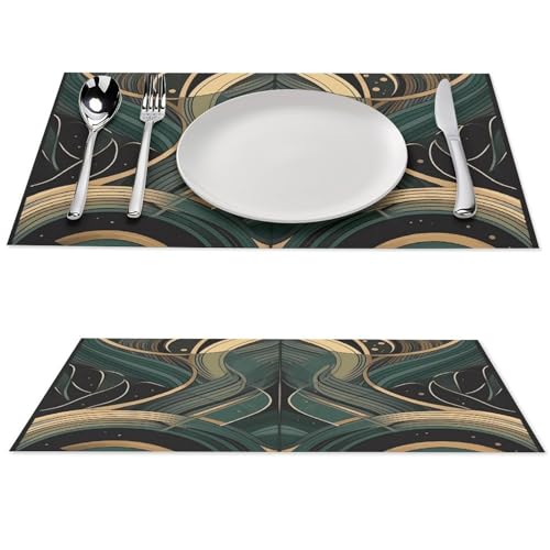 Set de table résistant à la chaleur et lavable en PVC vert beige pour préserver vos tables