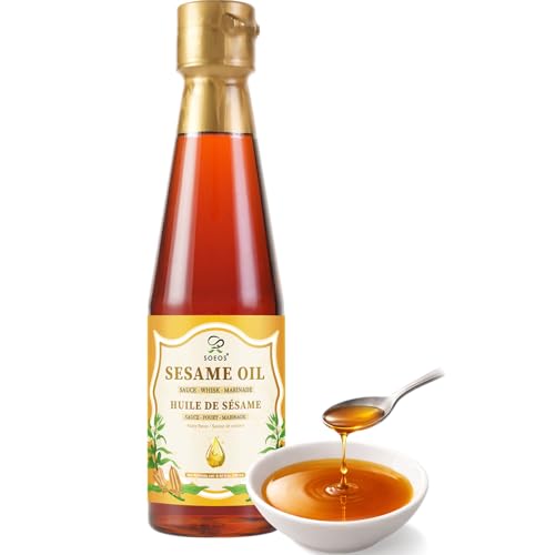 Soeos Sesame Oil, 8.45 Fl Oz (250 ml), Pure Roasted Sesame Seed Oil for Cooking & Seasoning, Rich Nutty Aroma, Ideal for Stir-Fry, Marinades, Noodles & Asian Cuisine