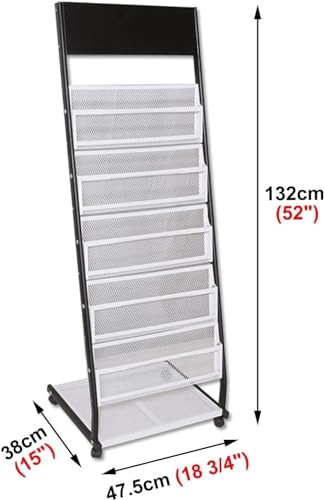 Revistero grande MekUk soporte de metal para folletos estante de pie para discos 3