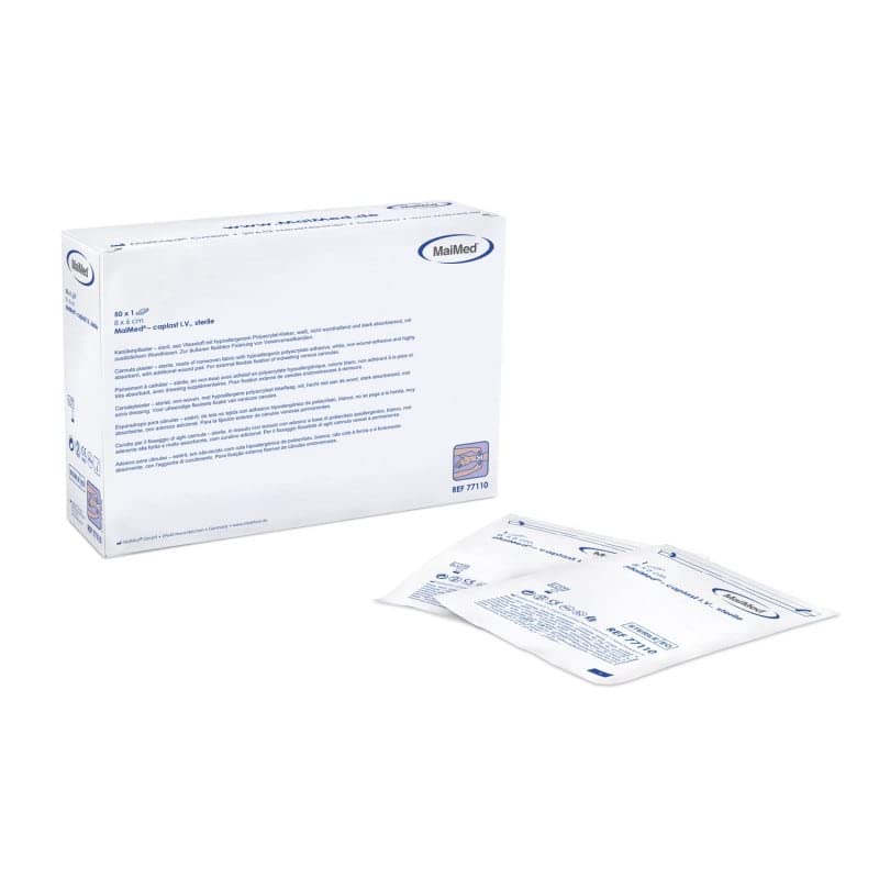 MaiMed Caplast 07795712 Apósitos estériles para cánula, 8 cm x 6 cm, 50 unidades