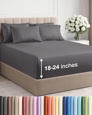 Extra Deep Queen Sheet Set - 6 Piece Breathable and Cooling Sheets - Hotel Luxury Bedding for Women, Men, Kids & Teens - Easy & Secure Fit - Soft, Wrinkle Free and Comfy - Extra Deep Pockets - Grey