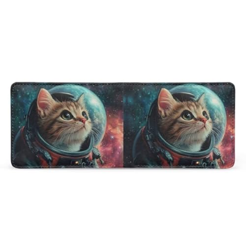 Image of Coldinair Astronaut Cat Boys Wallet for Kids and Teenager,Stellar Small RFID Bifold Wallets Bi-fold PU Leather Wallet Credit Id Card Cash Holder for Teen Boys