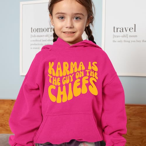 Karma is The Guy On The Chiefs Youth-Sized Hoodie, Soft Fleece, Graphic Design2