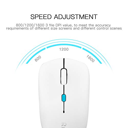 Wireless Keyboard and Mouse Combo,【Full Size Chiclet Keyboard,Long Battery Life】 RECCAZR Ultra Thin 2.4G Cordless Optical Wireless Mouse and Keyboard Set with Nano USB Receiver (White) - Thumbnail 4