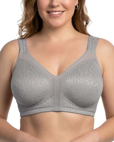 HACI Women's Minimizer Bra Full Coverage Non Padded Wirefree Plus Size for Large Bust Support Seamless(34D, Gray)
