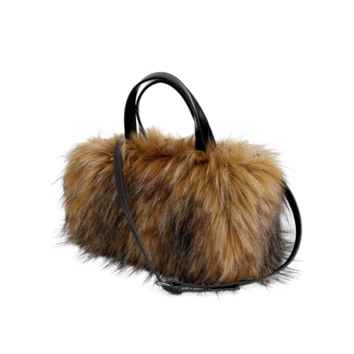 Furry Shoulder Bag For Women Fuzzy Faux Fur Large Plush Tote Handbag Cute Soft Fluffy Purse Carrying Sweet Cool Y2k Style (Brown) -  Mskacbfh