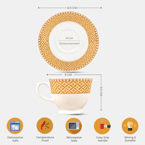 Image of U.P.C. Toughened Glass Cup with Saucer Set of 12 Pcs (Cup white-33)