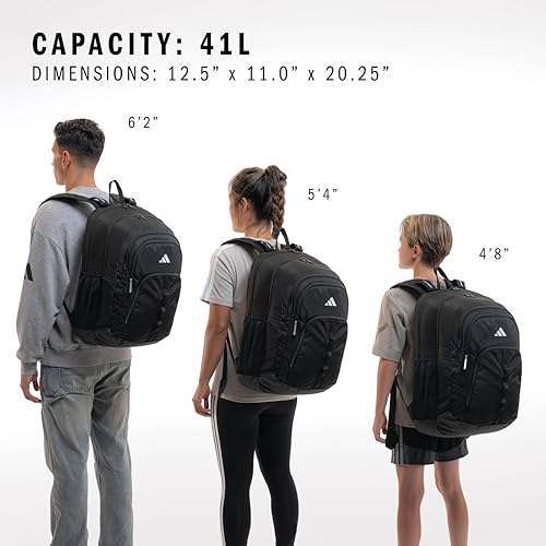 adidas Prime Backpack for Work, Travel Bag for Women and Men with Padded Compartment for Laptop, Twill Onix Grey/Black, One Size image 5