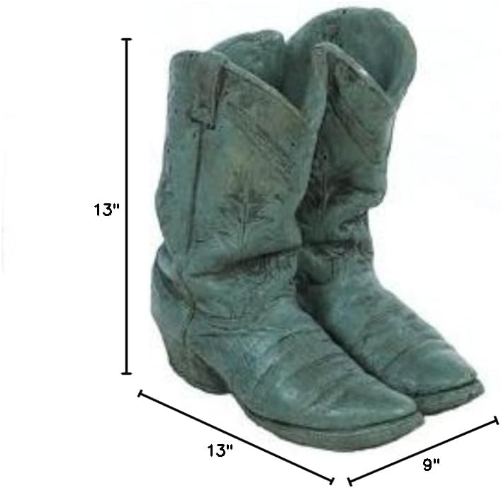 Double Western Boot Planter 13in Tall Indigo Color