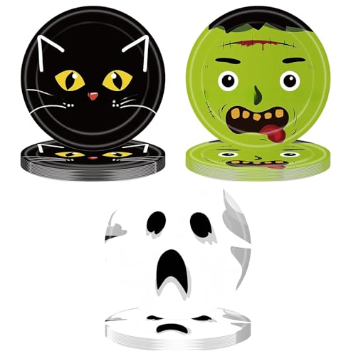 ZSYIULIA 30P Halloween Paper Plates 7inch Paper Plates for Kids Game Party Disposable PaperPlate Papers Dinner Plate for Kids Boy Girl Tableware Décor