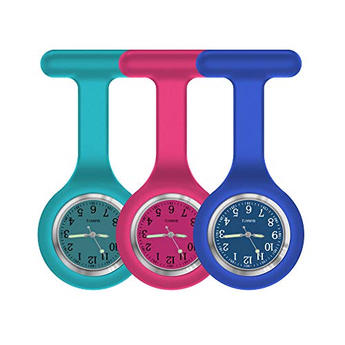 Nurse Watch,Nurse Fob Watch,Nursing Watch,Clip Watch,Lapel Watch,Nurse Fob Watch with Second Hand,Clip on Nursing Watch (Dark Blue Rose Navy)