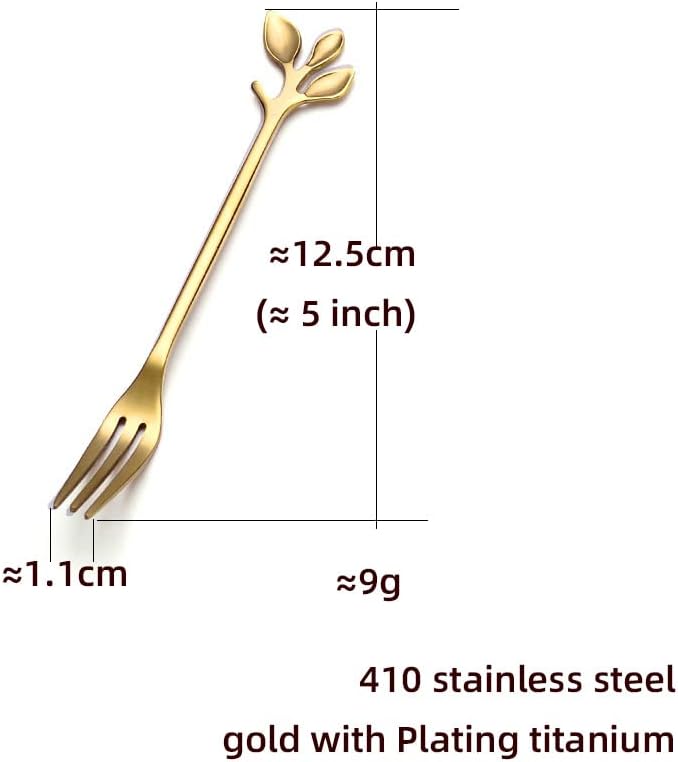 Gold Dessert Forks 8 Pieces, 5INCH Modern Design Stainless Steel Tea Fork Set, Small Cake Fork, Fruit Forks Silver For Parties Events Wedding Dishwasher Safe 3-Tine Forks
