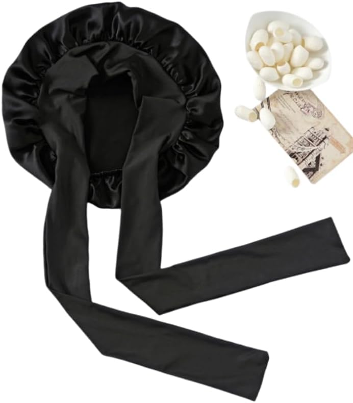 MYAYD 100% Mulberry Silk Night Sleep Cap, Elastic Soft Sleeping Head Cover for Women Curly Hair, Sleep Cap Bonnet for Hair Loss Women Sleeping Hat for Sleep, Hair Loss, Hair Protection, Head Cover