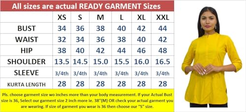 Image of JAIPUR HAND BLOCK Women's Pintuck Plain Short Cotton Kurti|Top STYLE-S91