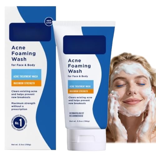 Acne Foaming Cleanser Face Wash Gentle Hydrating Face Cleanser with Hyaluronic Acid, Fragrance-Free Sensitive Skin Face Wash for Oily & Dry Skin, Improve The Appearance of Acne-prone Skin