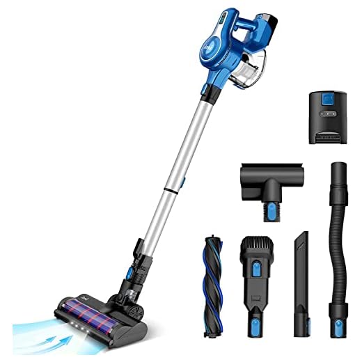INSE Cordless Vacuum Cleaner, 23Kpa 265W Powerful Suction Stick Vacuum Cleaner, Up to 45min Runtime, Rechargeable Battery Vacuum, 10-in-1 Lightweight Vacuum for Carpet Hard Floor Pet Hair, S6T Navy