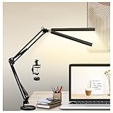 KGYMJR Double Head LED Desk Lamp, 80CM Wide Lighting Architect Desk Lamps for Home Office, 24W 5 Color Flexible Adjustable Lighting Eye Protection Modern Desk Lamp for Study Reading Drafting