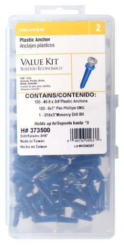 Hillman .138 in. Dia. x 3/4 in. L Plastic Pan Head Conical Anchor Kit 201 pk