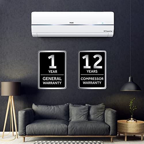 Image of Haier 1.0 Ton 3 Star Frost Self Clean Inverter Split AC(100% Copper with 5-in-1 easy convertible, 60 degree Cooling at Extreme Temperature, 2022 Model, HSU12C-TMB3B(INV), White body with Blue Strip)