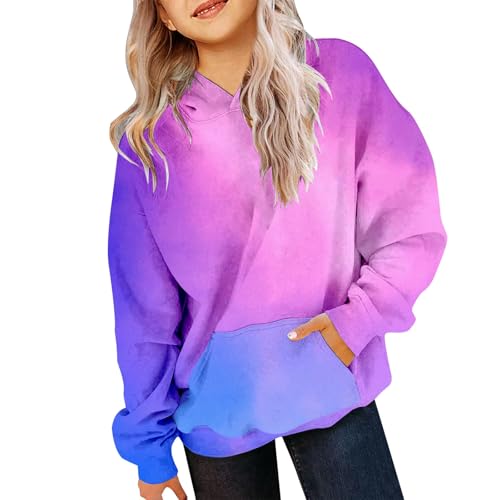 Girls Boys Tie Dye Sweatshirt Oversized Gradient Color Hoodies Kids Fashion Casual Streetwear Cute Pullover Tops with Pocket
