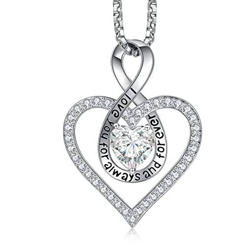 Redbee Birthstone Pendant For Mom Birthday Presents For Mom Birthday Presents For Women Jewelry For Daughter Birthday Presents For Wife Jewelry For Girlfriend Birthday Presents For Her(Silver-Apr-Diamond) #TOP15