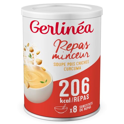 GERLINÉA Soupe Pois Chiche Curcuma – Substitut de Repas Minceur Riche en Protéines – Faible en Graisses Saturées – 8 Repas – Soupe Déshydratée –...