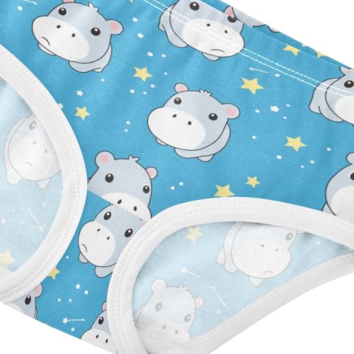 Wusikd Cute Hippopotamus Girls' Underwear Cotton Stars Girls Briefs Soft Toddler Underwear 2T4