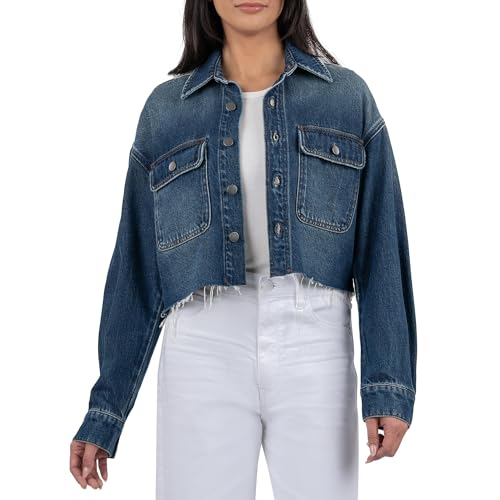 KUT from the Kloth LANA JACKET-DROP SHOULDER/PATCH FLAPS FRONT POCKETS - Cotton-Lyocell Blend Fabric