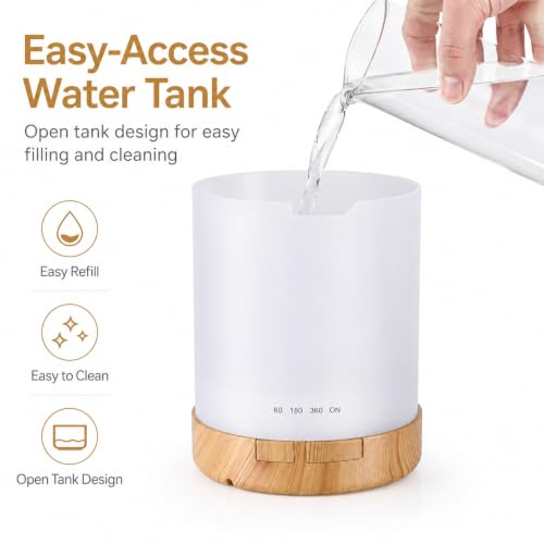 Cilvenx 300mL Humidifier with Timer for Bedroom, Light Wood Grain | 7-color LED ambient light and compact desktop design for office, home, bedside table and small rooms - image 3
