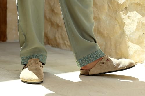 الايف طقم قميص باكمام قصيرة مع بنطلون من الكتان للرجال من ايبيزا، مقاس XL - زيتي