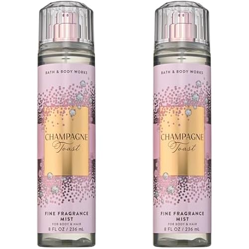 Bath & Body Works Champagne Toast Fine Fragrance Mist, Body Spray & Perfume for Women, Long-Lasting Personal Fragrance, Bubbly Champagne and Sparkling Berry Scent, 8 fl oz - 2 Pack