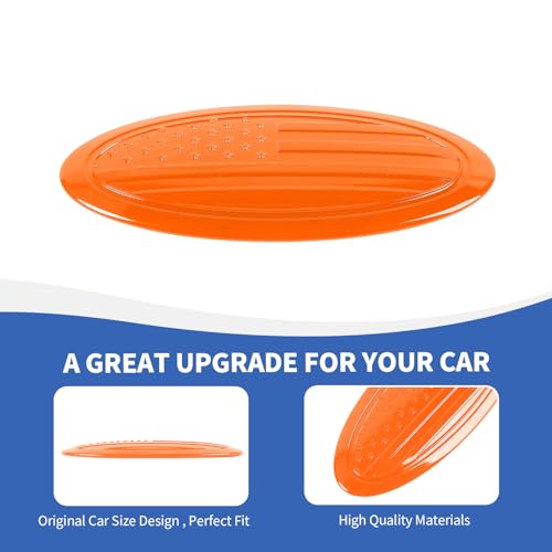 Image of RAZPOY for Bronco Emblem Cover, 5.31inch Rear Tailgate Overlay Badge Emblem Cover Trim Fit for 2021-2026 Ford Bronco & Bronco Sport, USA Flag Orange