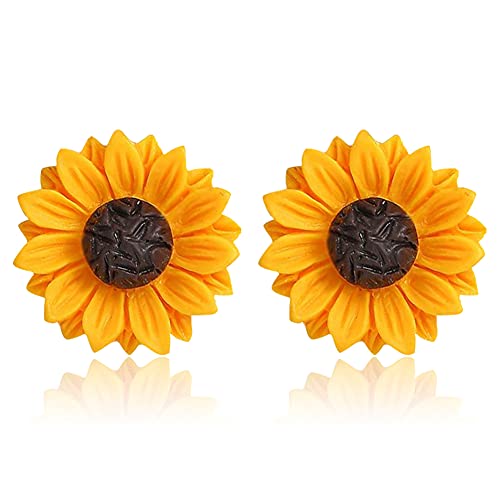 CHUNYANAN Elegant Simplicity Sunflower Dangle Drop Earrings for Women Yellow Enamel Daisy Sun Flower Personalized Earrings Jewelry Gift (Sunflower Stud Earrings)