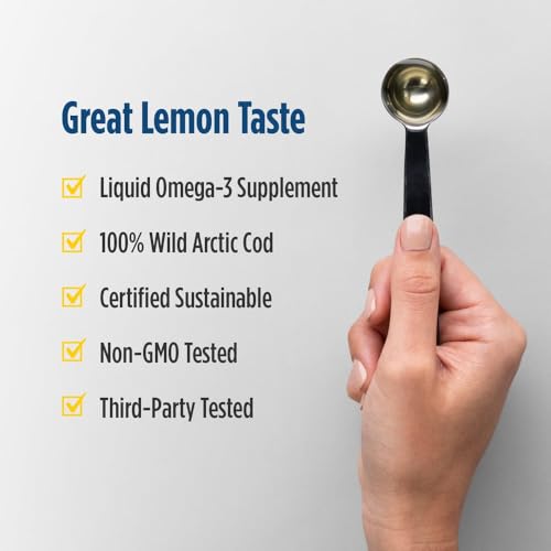 Nordic Naturals Arctic Cod Liver Oil | 1060 Mg Omega 3 Fish Oil EPA & DHA Supplement | Omega 3 Cod Liver Oil Liquid For Heart, Brain Health & Optimal Wellness | Flavour Lemon Fish Oil 8 Fl Oz (237 Ml)