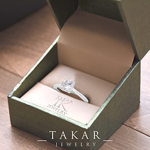 Elegant Sterling Silver Solitaire Cz Engagement Ring (Small) (Size 4) #TOP6