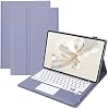 Funda con teclado para Honor Pad 9 12.1 pulgadas 2024, teclado inalámbrico Bluetooth desmontable con panel táctil y funda de soporte de PU delgada, HEY2-W09, púrpura 2