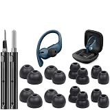 Polislime 8 Pairs Replacement Ear tip for Powerbeats Pro, Beats Earbuds Replacement Tips,Wireless Earphone Headphones, Silicone Earbuds Buds Set with Cleaning kit 【Black】
