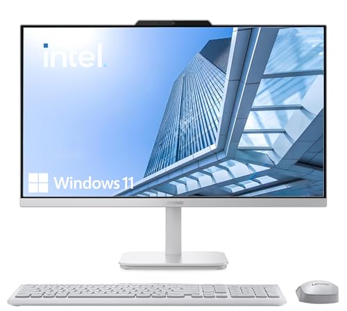 Image of Lenovo IdeaCentre Everyday Tasks 24 inch Full HD All-in-One Desktop Computer • Office 365 for The Web • Intel 4-Cores • 256GB SSD • 8GB RAM • Business AIO • Wireless Keyboard & Mouse • HDMI • Windows 11