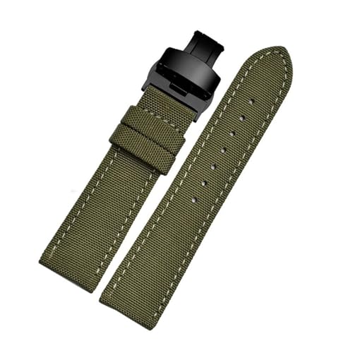 18mm 20mm 22mm 23mm 24mm ナイロンレザーリストバンド メンズ キャンバスブレスレットベルト カシオ ティソ ウォッチストラップ対応(Green black,22mm)